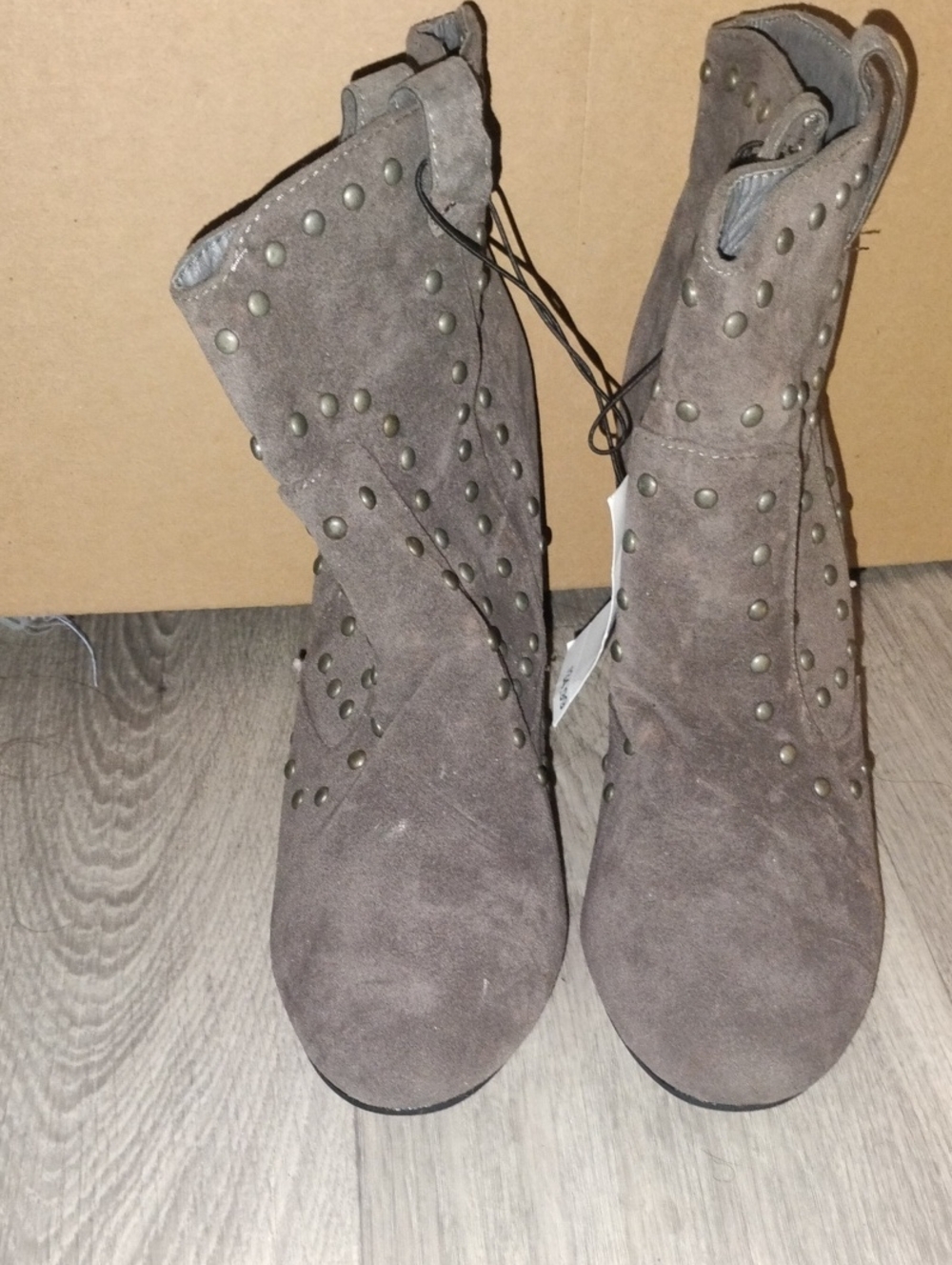 Rue21 Taupe Suede Studded Ankle Booties